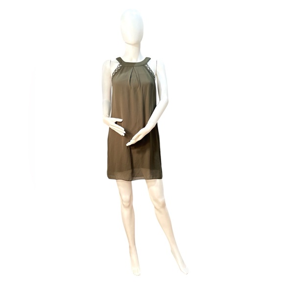 Iz Byer Dresses & Skirts - iZ BYER Olive Green Embellished Dress Sz Small– Chic, elegant, sleeveless, Flowy